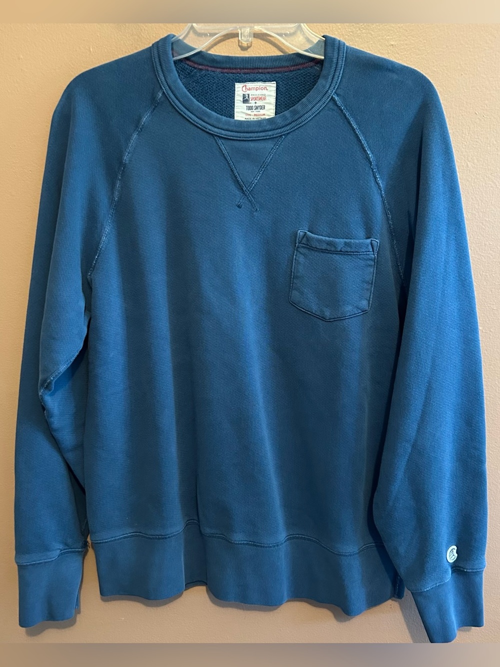Todd Snyder Champion Men’s Sweatshirt Crewneck Blue Pocket Size Medium